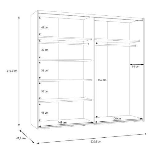 Szafa przesuwna z lustrem 220 cm Secret Grey